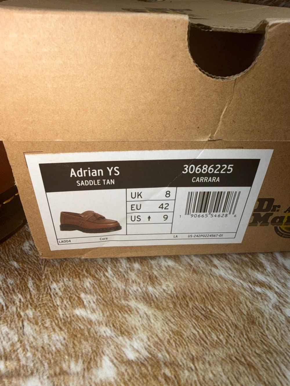 Dr. Martens Adrian YS Brown Leather Loafers- New- size 9 NIB Saddle Tan Color - Picture 12 of 13